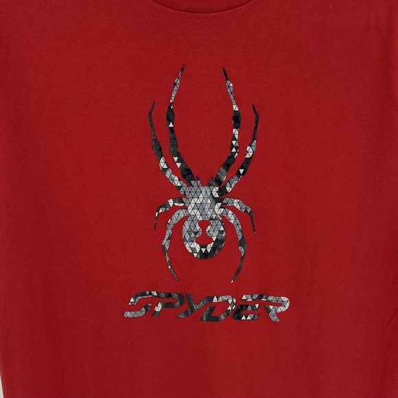 Spyder Mens T Shirt Size Small Red Gray Graphic Short Sleeve Tee Cotton - Picture 2 of 4